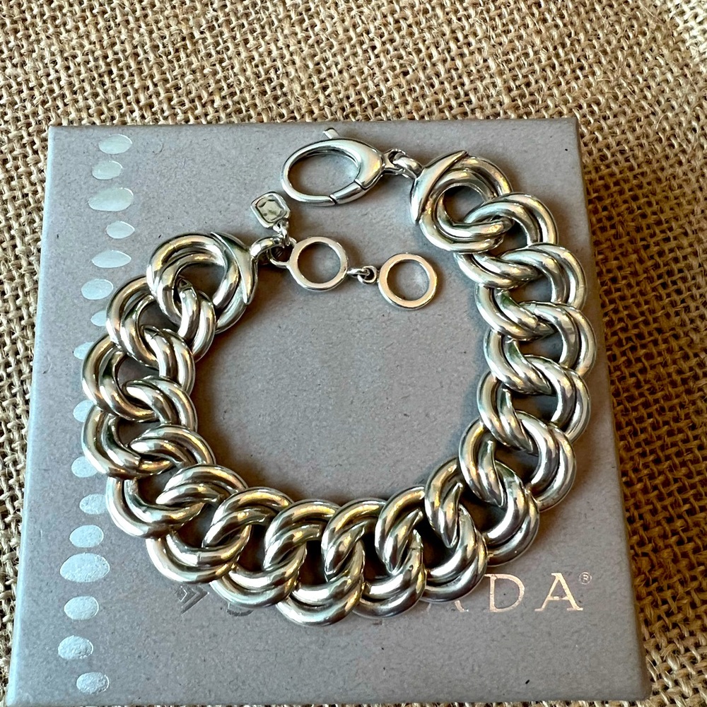 Silpada Adjustable .925 Sterling Silver Chicest Reversible Link Bracelet Italy